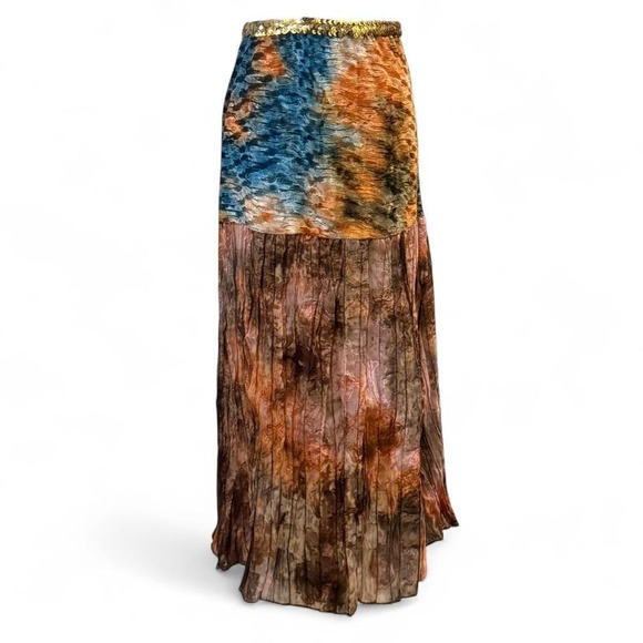 Y2K Flowy Sequin Fairy Core Maxi Skirt Festival Vibes s M Stretchy 2000s Unique - Picture 5 of 6